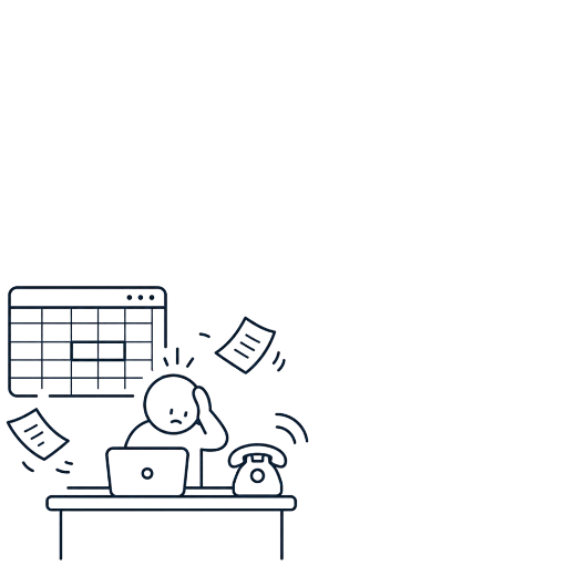 Stressed person at a spreadsheet